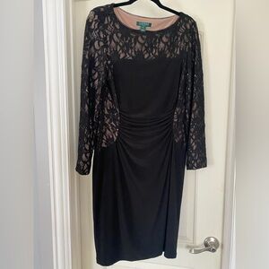 Ralph Lauren Black Ruched Long Sleeve Sheath Dress